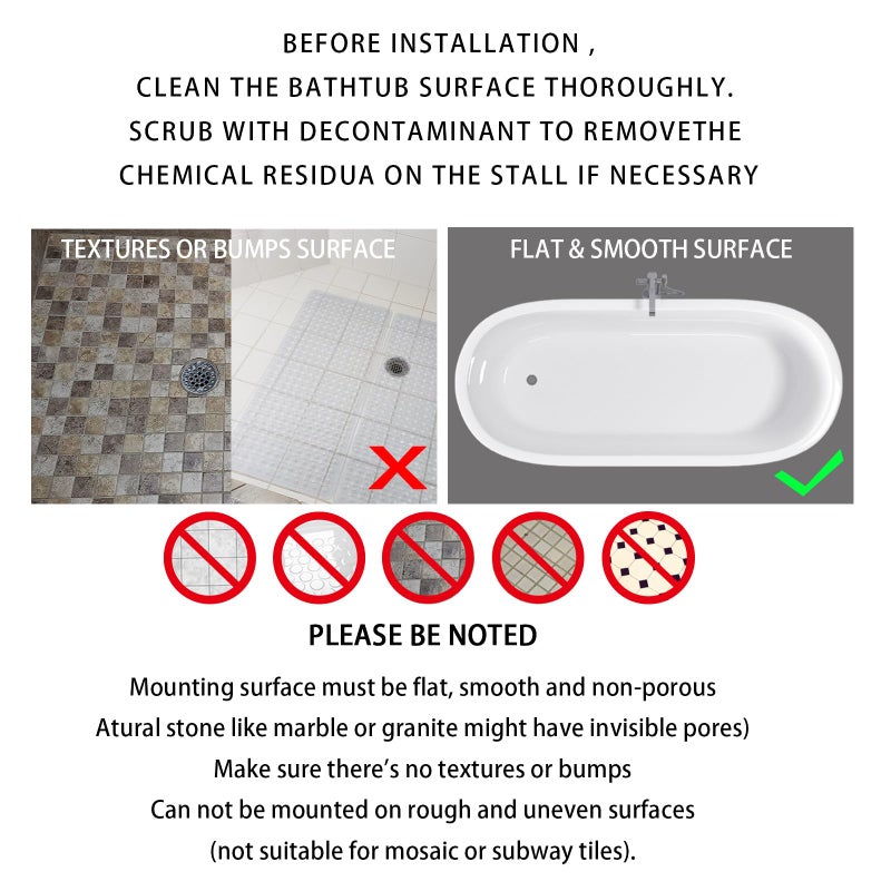 Yimobra Non Slip Bath Mat, Super Strong Suction Cups,34.5"x15.5"Long Tub Mat with Drain Holes, Machine Washable Fast Draining Shower Mats, Bathroom Essentials,Gray - Image 5
